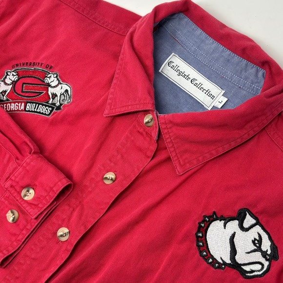 Collegiate Collection Tops - Georgia Bulldogs Red Button Up Shirt Women's Large Embroidered UGA NCAA
